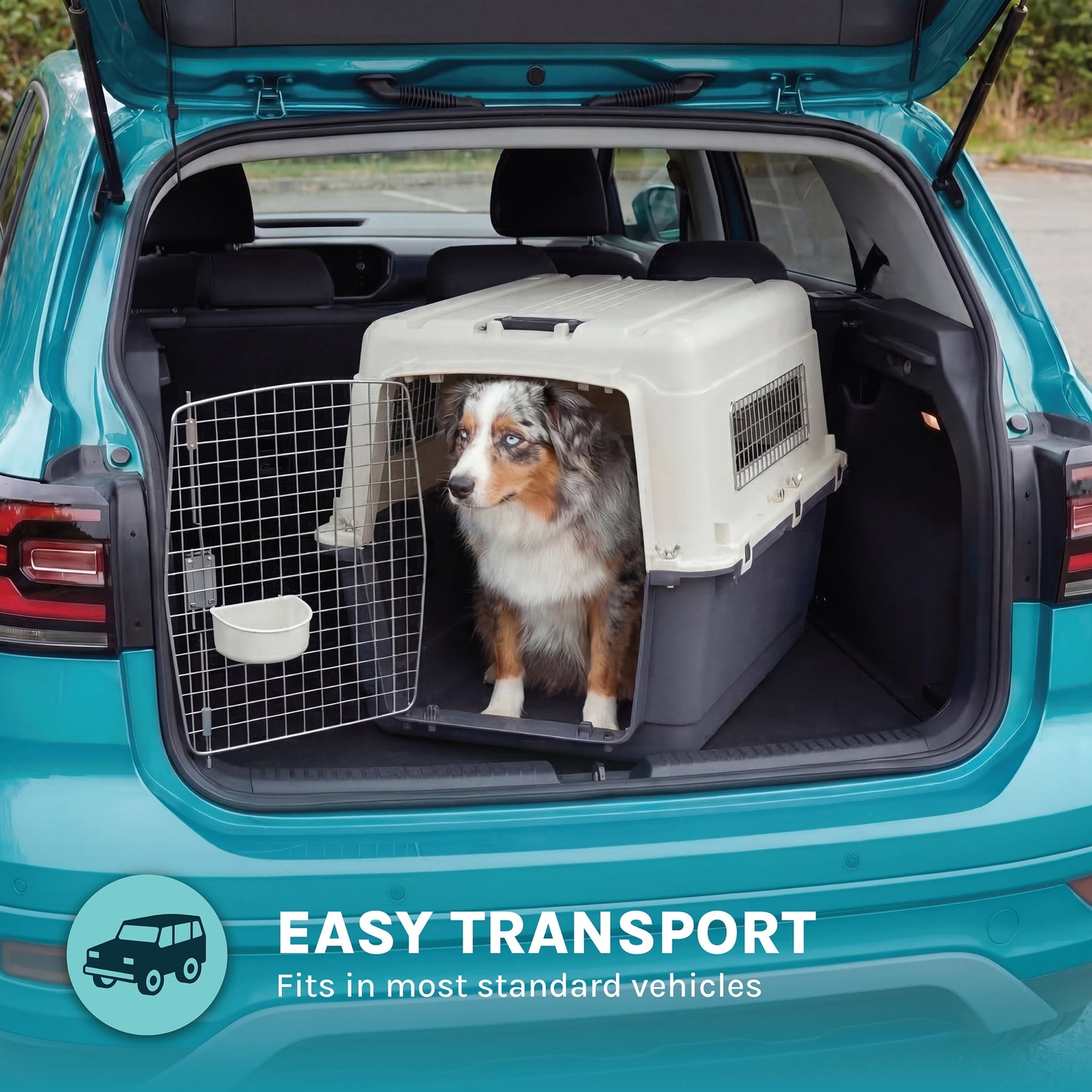 Large Airline-Approved Plastic Dog Kennel with Wheels