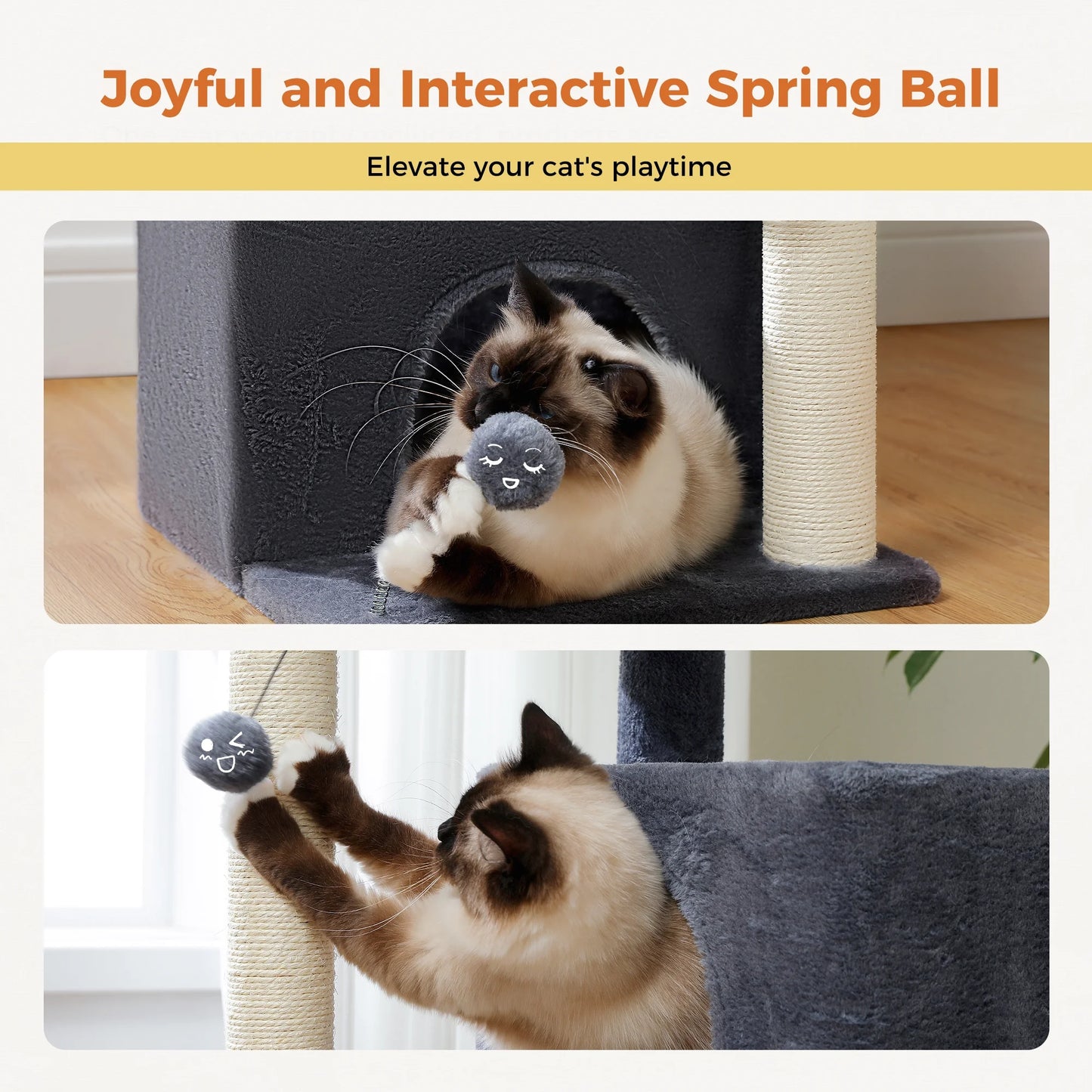 31.5-Inch Contemporary Cat Tree Tower with Two Spacious Condos for Kittens and Medium-Sized Cats in Dark Gray