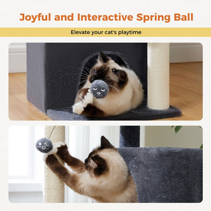 31.5-Inch Contemporary Cat Tree Tower with Two Spacious Condos for Kittens and Medium-Sized Cats in Dark Gray