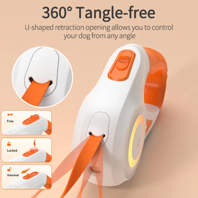 5M Automatic Retractable Dog Leash with LED Light - Stylish and Functional Pet Walking Solution