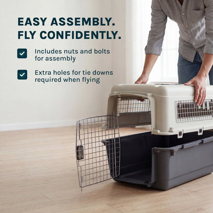 Large Airline-Approved Plastic Dog Kennel with Wheels