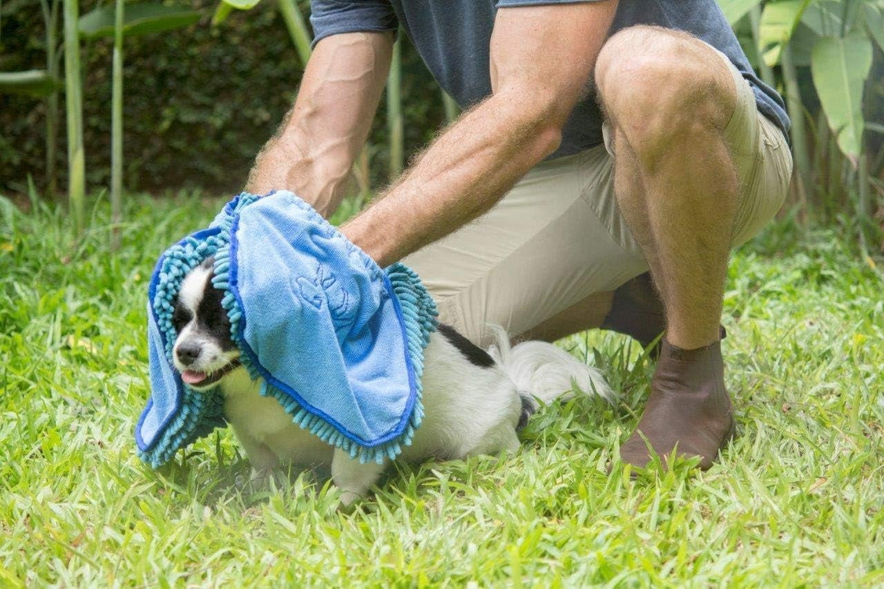 Ultra Absorbent Microfiber Quick Dry Towel for Dogs | Extra Large 35X15 Size | Comfortable Hand Pockets | Suitable for All Breeds | Indoor and Outdoor Use | Durable and Machine Washable