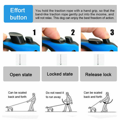 16.5FT Automatic Retractable Dog Leash with Pet Collar - Hands-Free Walking Solution, Free Shipping within the US