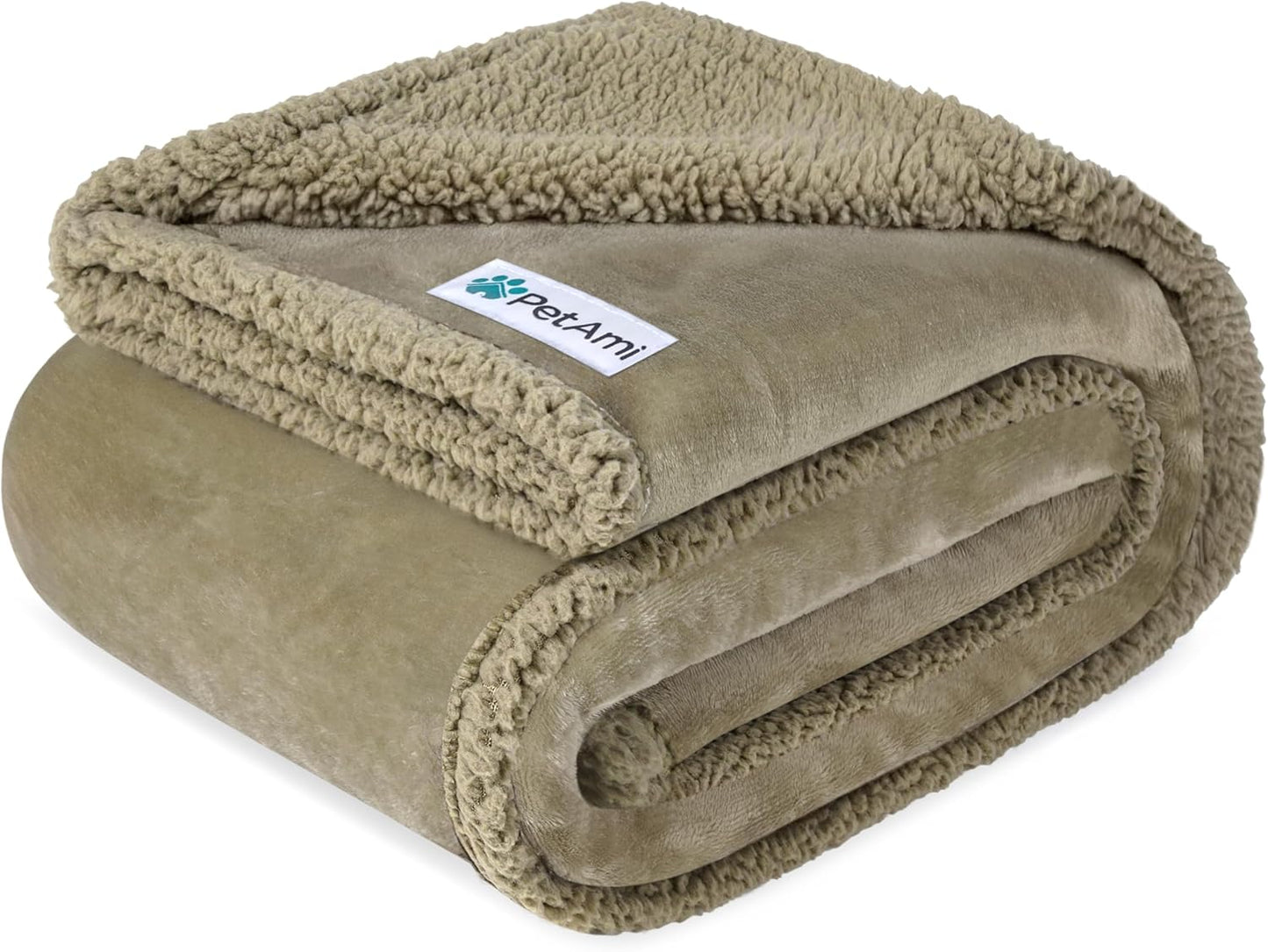 Waterproof Dog Blanket for Medium Large Dog Pet, 60X40, Taupe Sherpa | 460 GSM Sherpa Fleece Reversible, Pee Proof Cat Blanket, Furniture Protector Cover for Couch Bed Sofa Kennel, Washable, Large