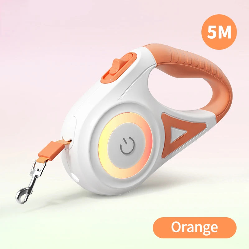 5M Automatic Retractable Dog Leash with LED Light - Stylish and Functional Pet Walking Solution