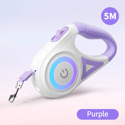 5M Automatic Retractable Dog Leash with LED Light - Stylish and Functional Pet Walking Solution