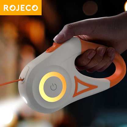 5M Automatic Retractable Dog Leash with LED Light - Stylish and Functional Pet Walking Solution