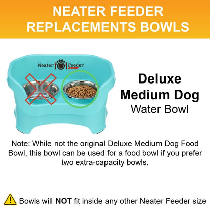 Stainless Steel 5-Cup (40 Oz.) Dog Bowl - Replacement Bowl for Medium Deluxe Neater Feeder, Dishwasher Safe Metal Dish for Food and Water