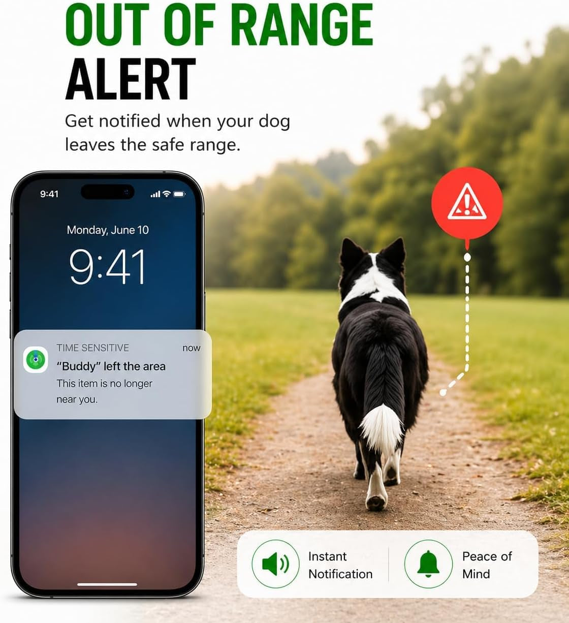 GPS Dog Collar Tracker - Waterproof Smart Tag Compatible with Apple Find My, No Monthly Fee, Advanced Tracking Solution for Pet Safety, Suitable for Small and Large Dogs
