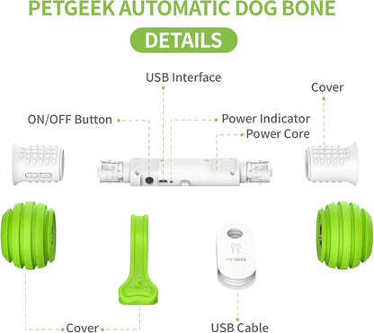 Motion-Activated Interactive Dog Toy - USB Rechargeable Electronic Dog Bone for Medium to Large Dogs, Designed to Alleviate Boredom and Enhance Stimulation (Green)