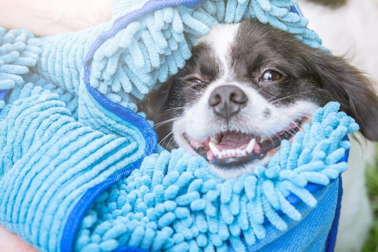 Ultra Absorbent Microfiber Quick Dry Towel for Dogs | Extra Large 35X15 Size | Comfortable Hand Pockets | Suitable for All Breeds | Indoor and Outdoor Use | Durable and Machine Washable