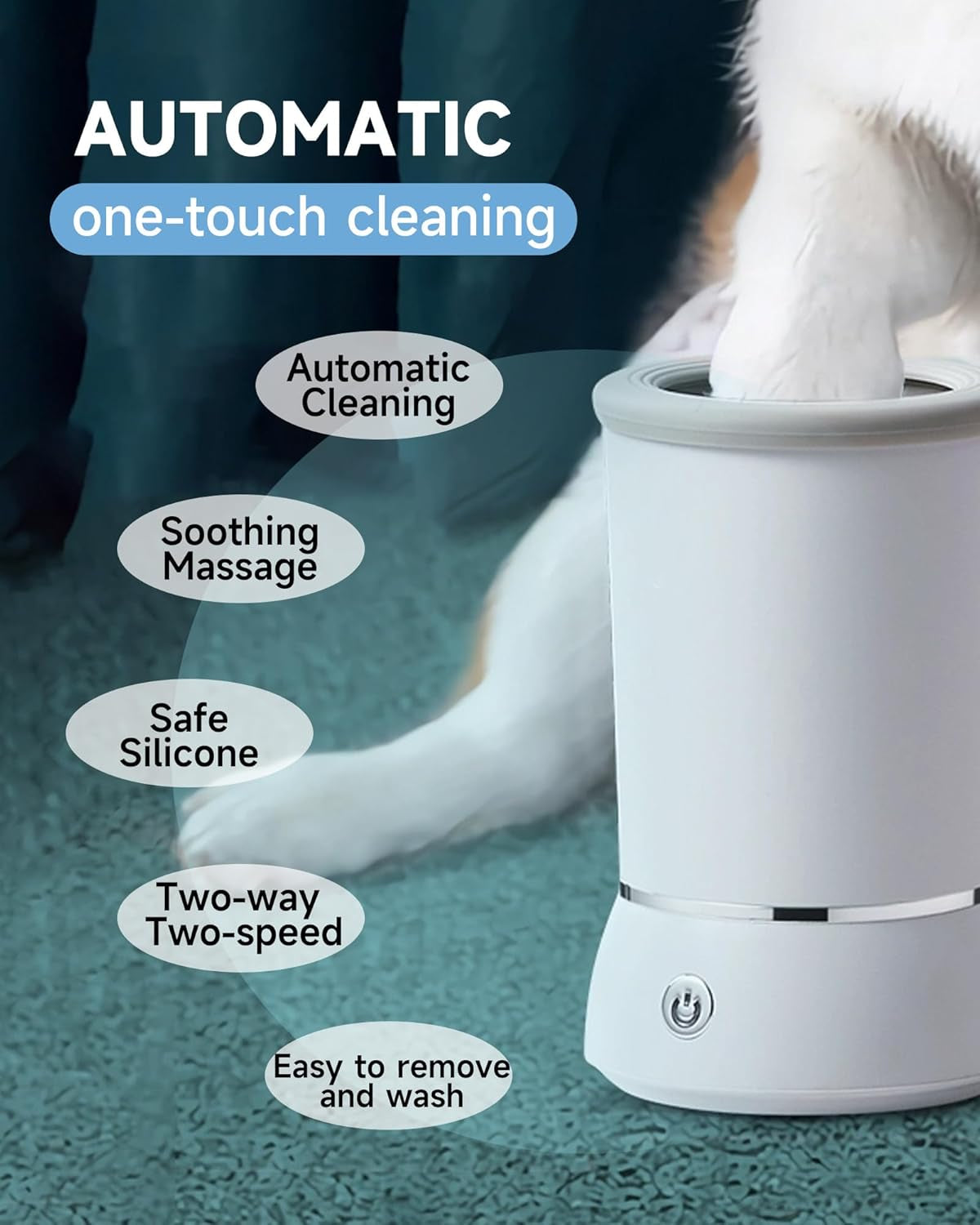 Electric Automatic Dog Paw Cleaner with Dual Speed for Small to Medium Dogs and Cats