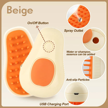 Transform Your Pet's Grooming Routine with the 3-in-1 Electric Cat and Dog Steam Brush Comb - Effortless Hair Removal, Massage, and Cleansing!