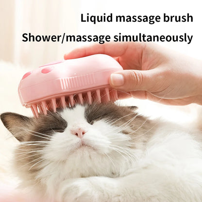 Transform Your Pet's Grooming Routine with the 3-in-1 Electric Cat and Dog Steam Brush Comb - Effortless Hair Removal, Massage, and Cleansing!
