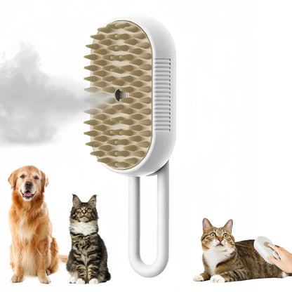 Transform Your Pet's Grooming Routine with the 3-in-1 Electric Cat and Dog Steam Brush Comb - Effortless Hair Removal, Massage, and Cleansing!