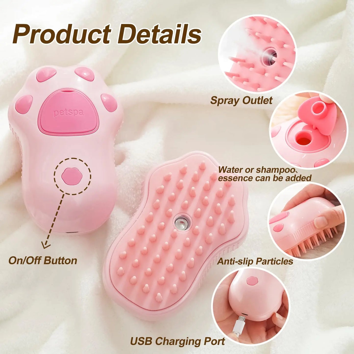 Transform Your Pet's Grooming Routine with the 3-in-1 Electric Cat and Dog Steam Brush Comb - Effortless Hair Removal, Massage, and Cleansing!