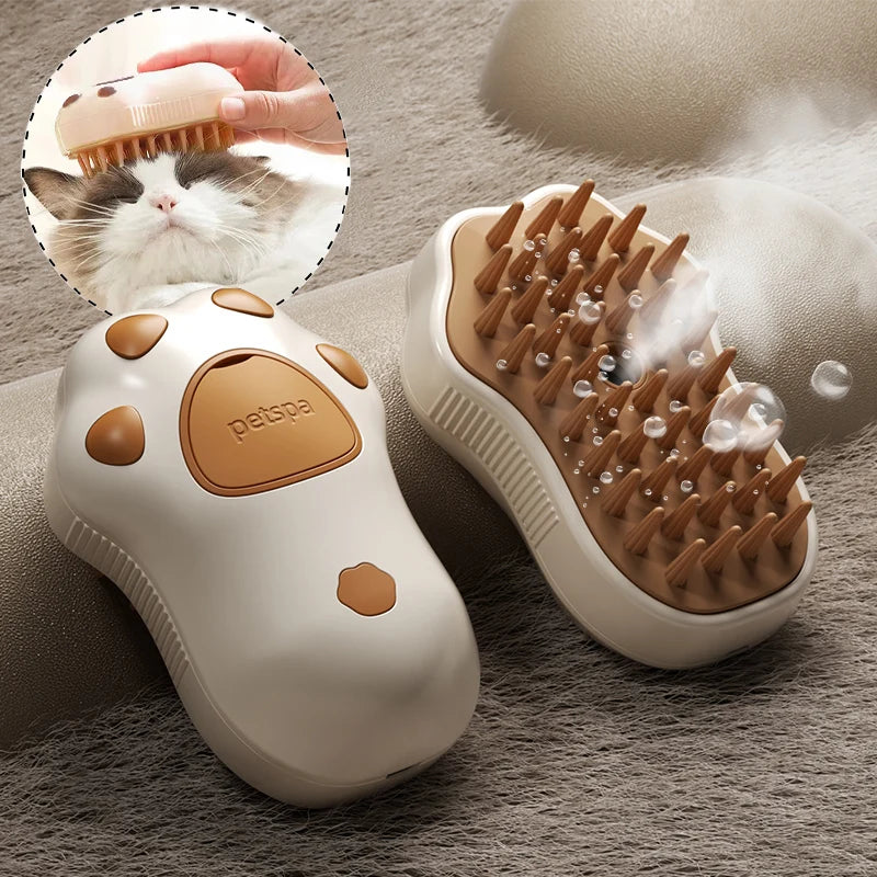 Transform Your Pet's Grooming Routine with the 3-in-1 Electric Cat and Dog Steam Brush Comb - Effortless Hair Removal, Massage, and Cleansing!