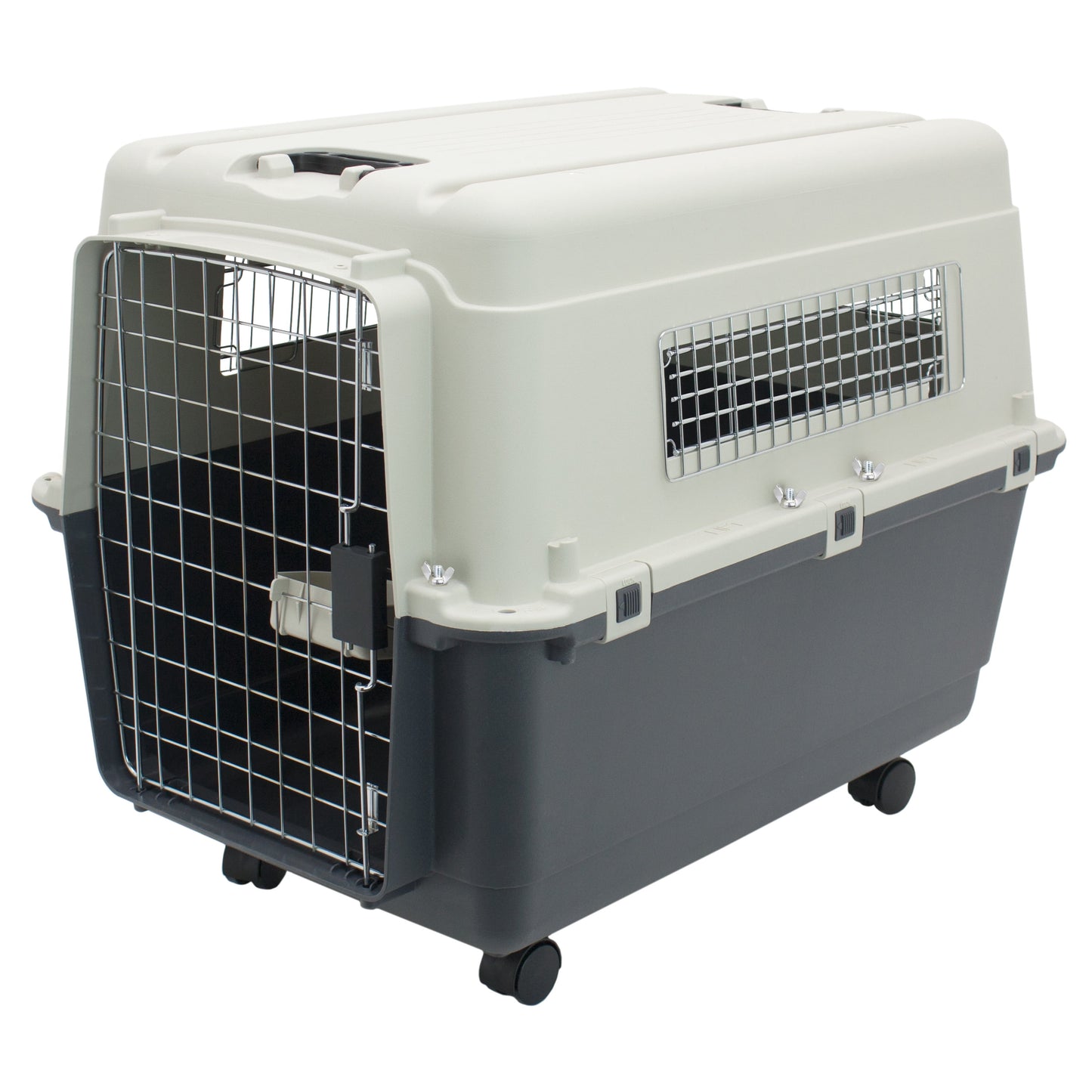 Large Airline-Approved Plastic Dog Kennel with Wheels
