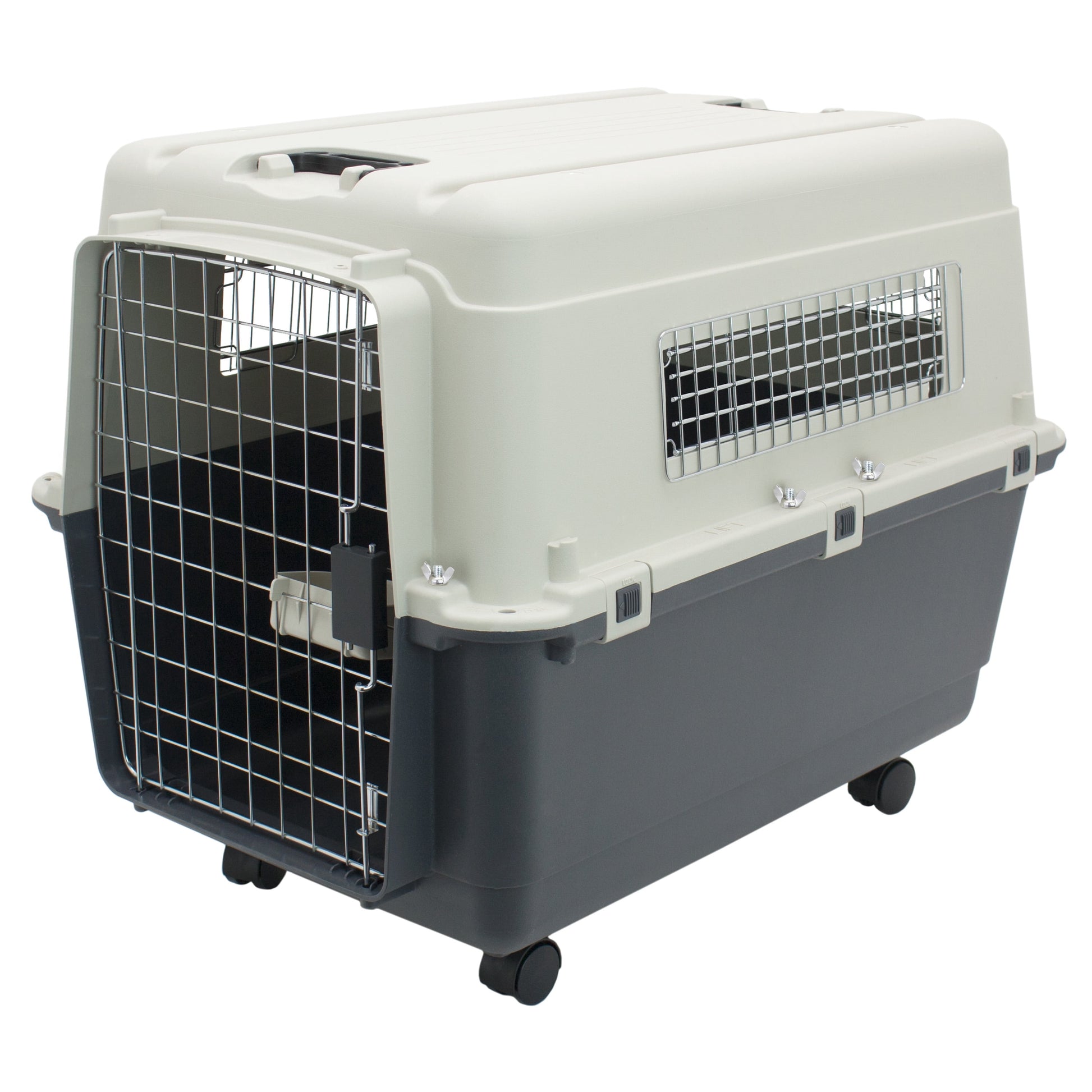 Large Airline-Approved Plastic Dog Kennel with Wheels