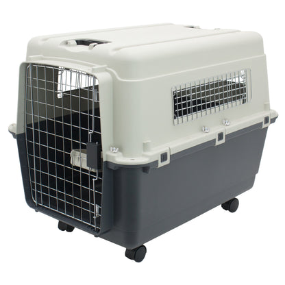 Large Airline-Approved Plastic Dog Kennel with Wheels