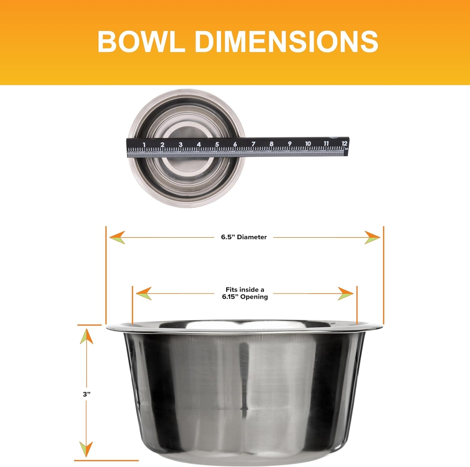 Stainless Steel 5-Cup (40 Oz.) Dog Bowl - Replacement Bowl for Medium Deluxe Neater Feeder, Dishwasher Safe Metal Dish for Food and Water