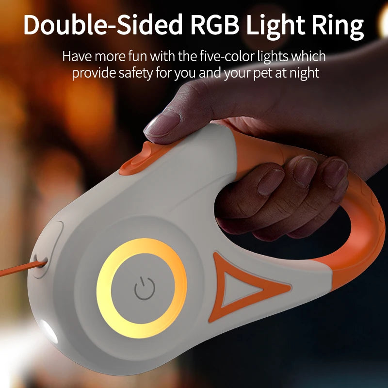 5M Automatic Retractable Dog Leash with LED Light - Stylish and Functional Pet Walking Solution