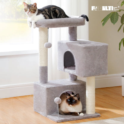 31.5-Inch Contemporary Cat Tree Tower with Two Spacious Condos for Kittens and Medium-Sized Cats in Dark Gray