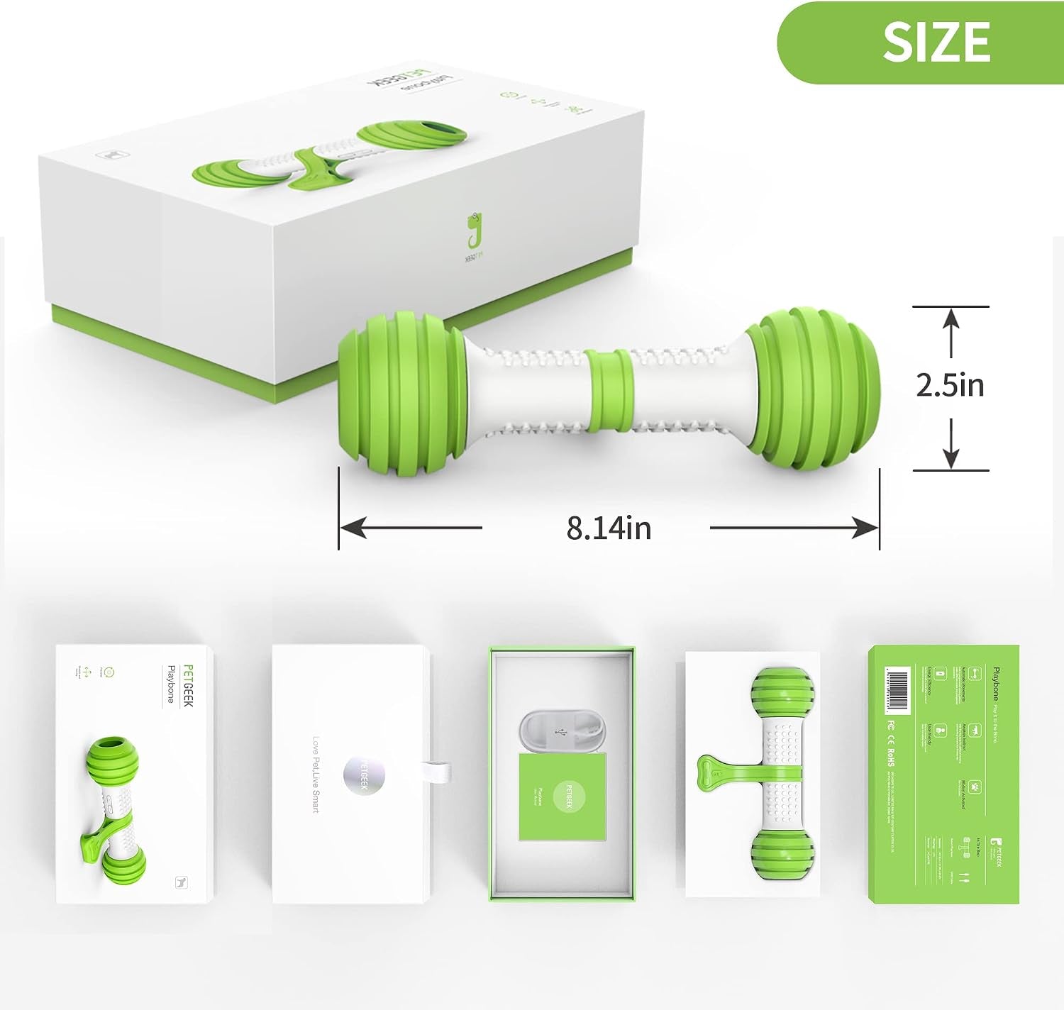 Motion-Activated Interactive Dog Toy - USB Rechargeable Electronic Dog Bone for Medium to Large Dogs, Designed to Alleviate Boredom and Enhance Stimulation (Green)