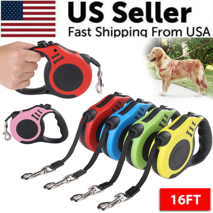 16.5FT Automatic Retractable Dog Leash with Pet Collar - Hands-Free Walking Solution, Free Shipping within the US