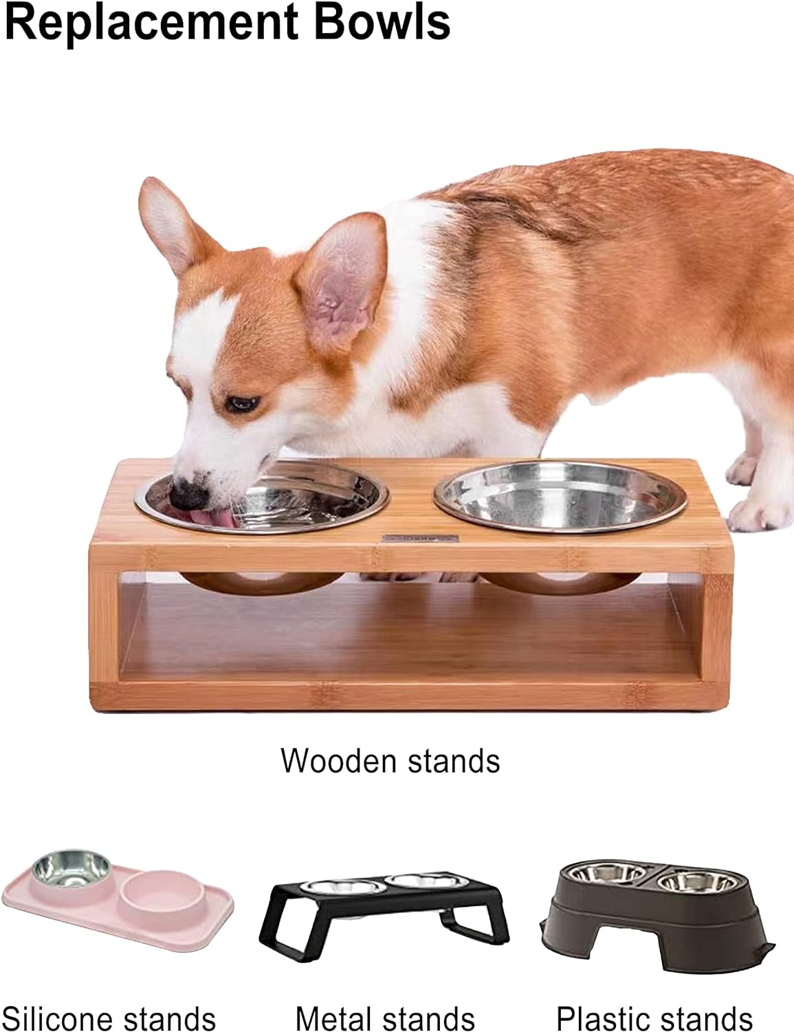 Stainless Steel Small Dog Food Bowls - Set of 2 (5.4 in Diameter, 1.3 Cup Capacity) for Raised Stations