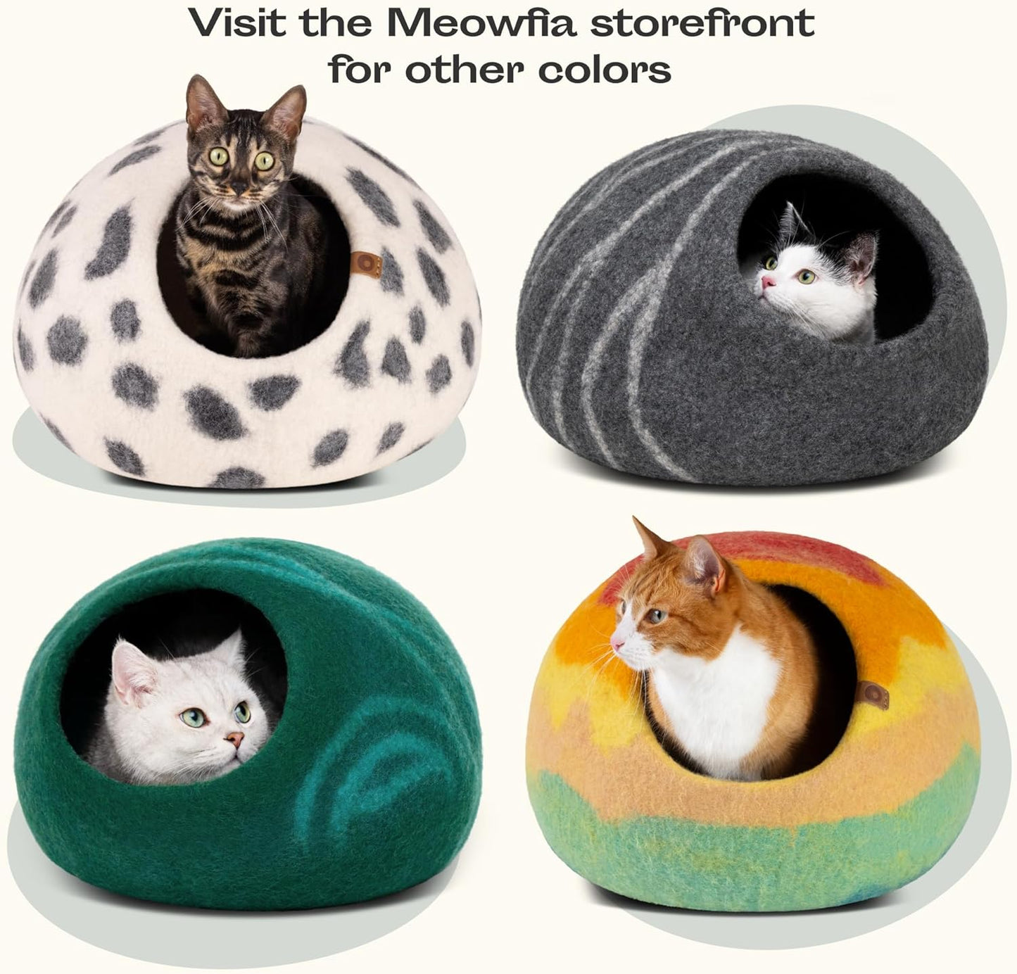Merino Wool Cat Cave Bed for Indoor Cats (Slate Grey, Large) | Premium Handmade Felt Enclosure, Soft, Lightweight, Breathable, Adjustable Design