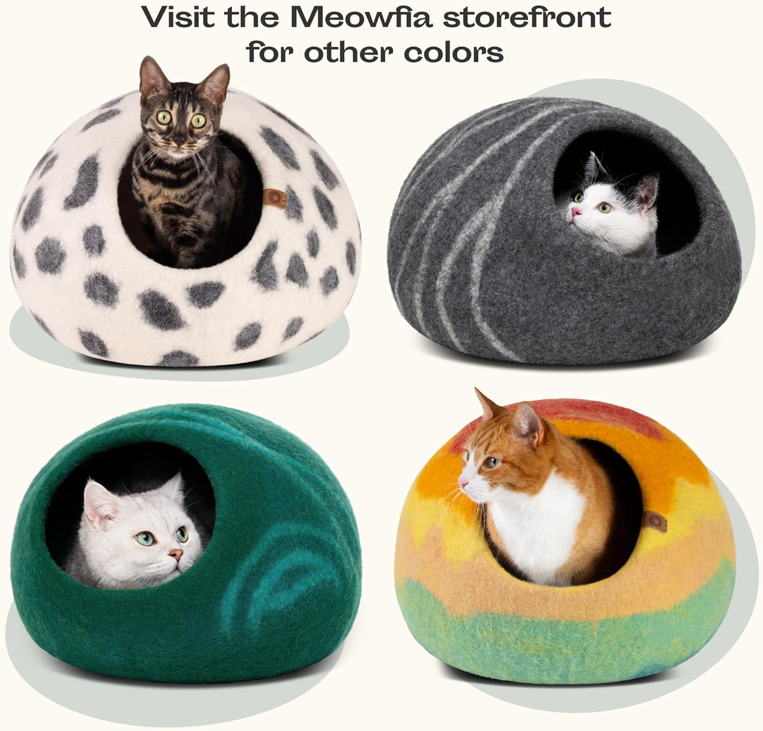 Merino Wool Cat Cave Bed for Indoor Cats (Slate Grey, Large) | Premium Handmade Felt Enclosure, Soft, Lightweight, Breathable, Adjustable Design