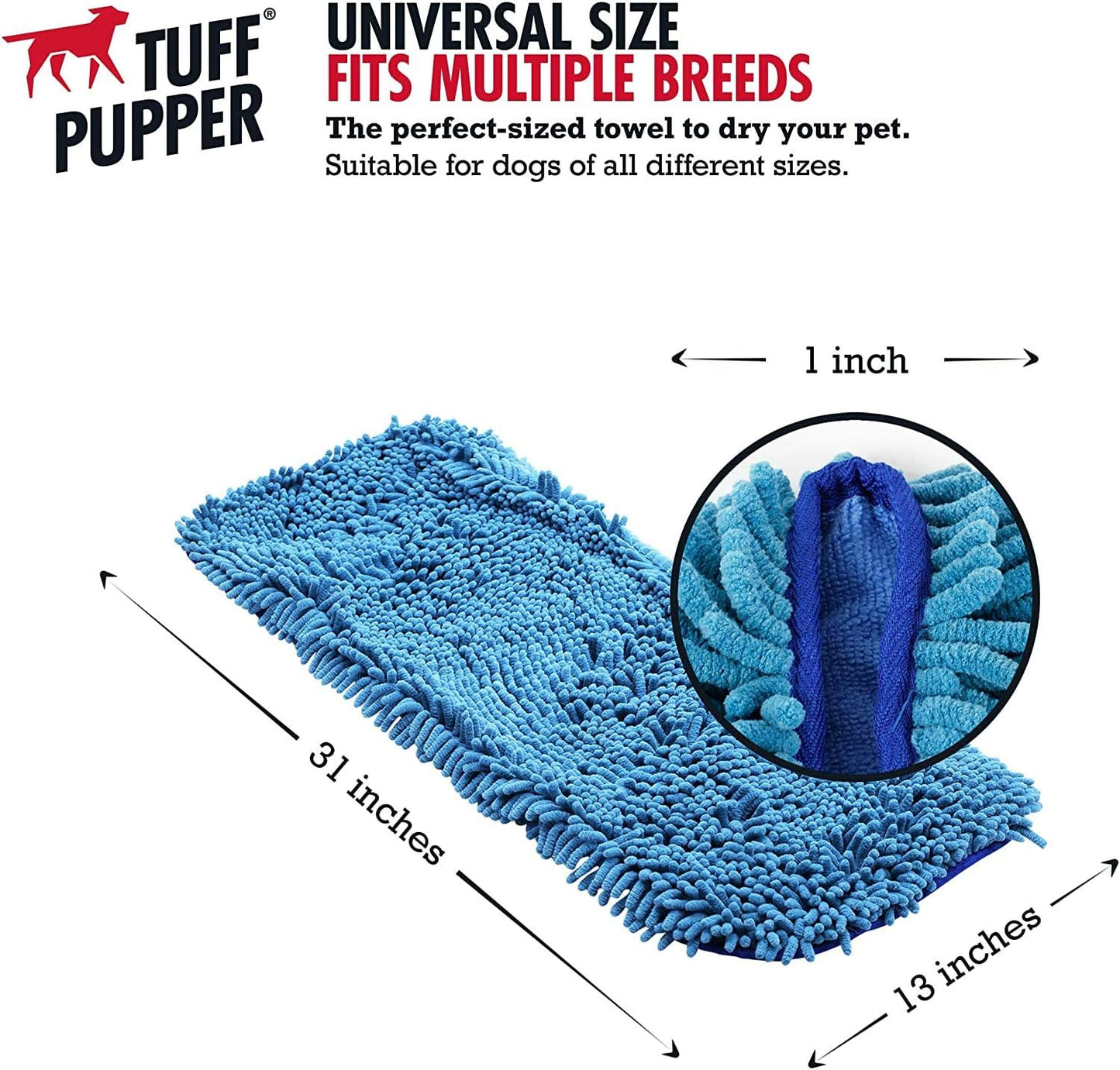 Ultra Absorbent Microfiber Quick Dry Towel for Dogs | Extra Large 35X15 Size | Comfortable Hand Pockets | Suitable for All Breeds | Indoor and Outdoor Use | Durable and Machine Washable
